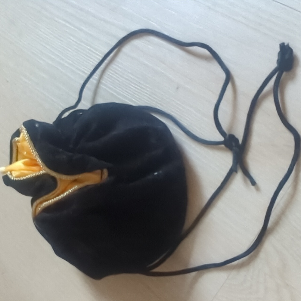 Fendi Black Velvet Pouch with Gold Interior